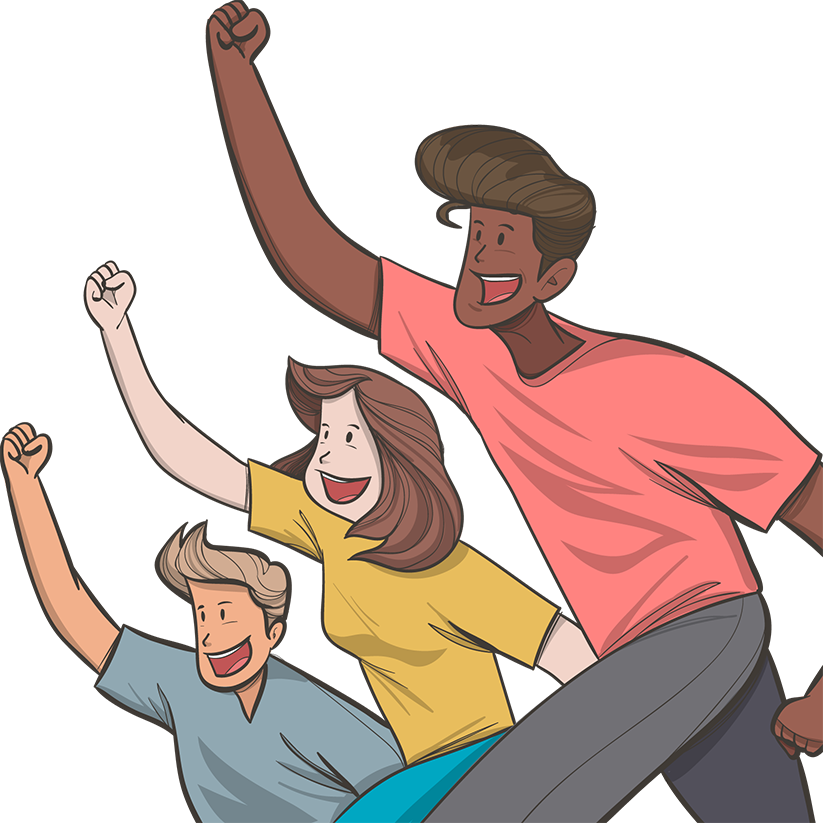 Image de trois personnes unies